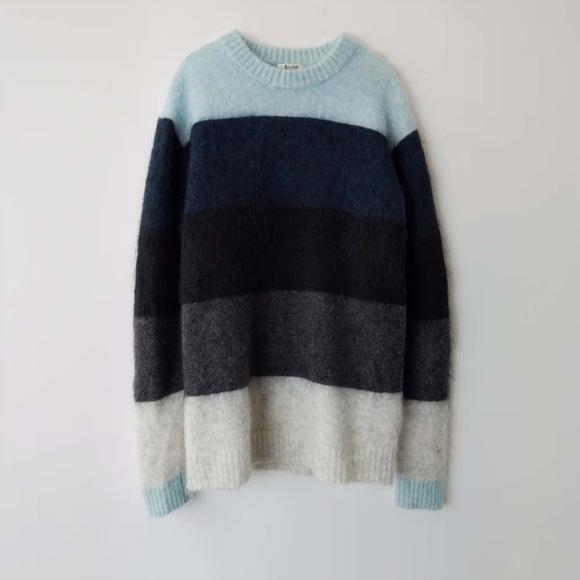 Acne Studios Blue & Grey Striped Albah Mohair Sweater - Picture 6 of 6